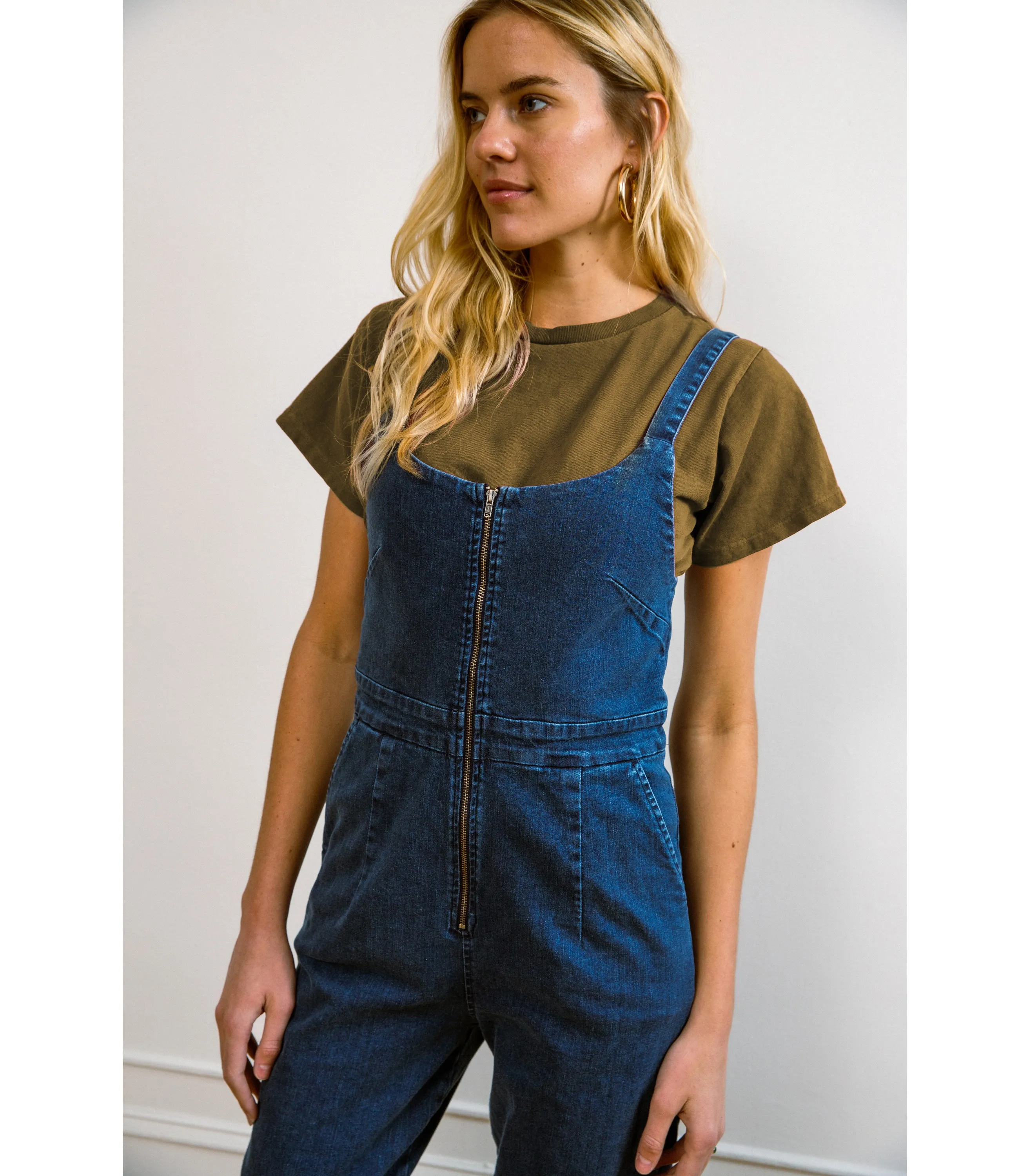 Claudia Zip Front Cropped Jumpsuit - Washed Indigo sold by Loup product image thumbnail 4