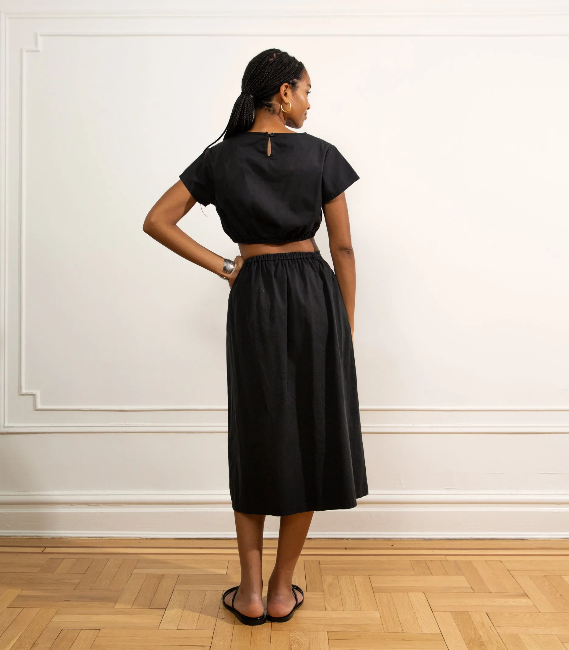 Cornielia Pleat Front Midi Skirt - Black sold by Loup product image thumbnail 2