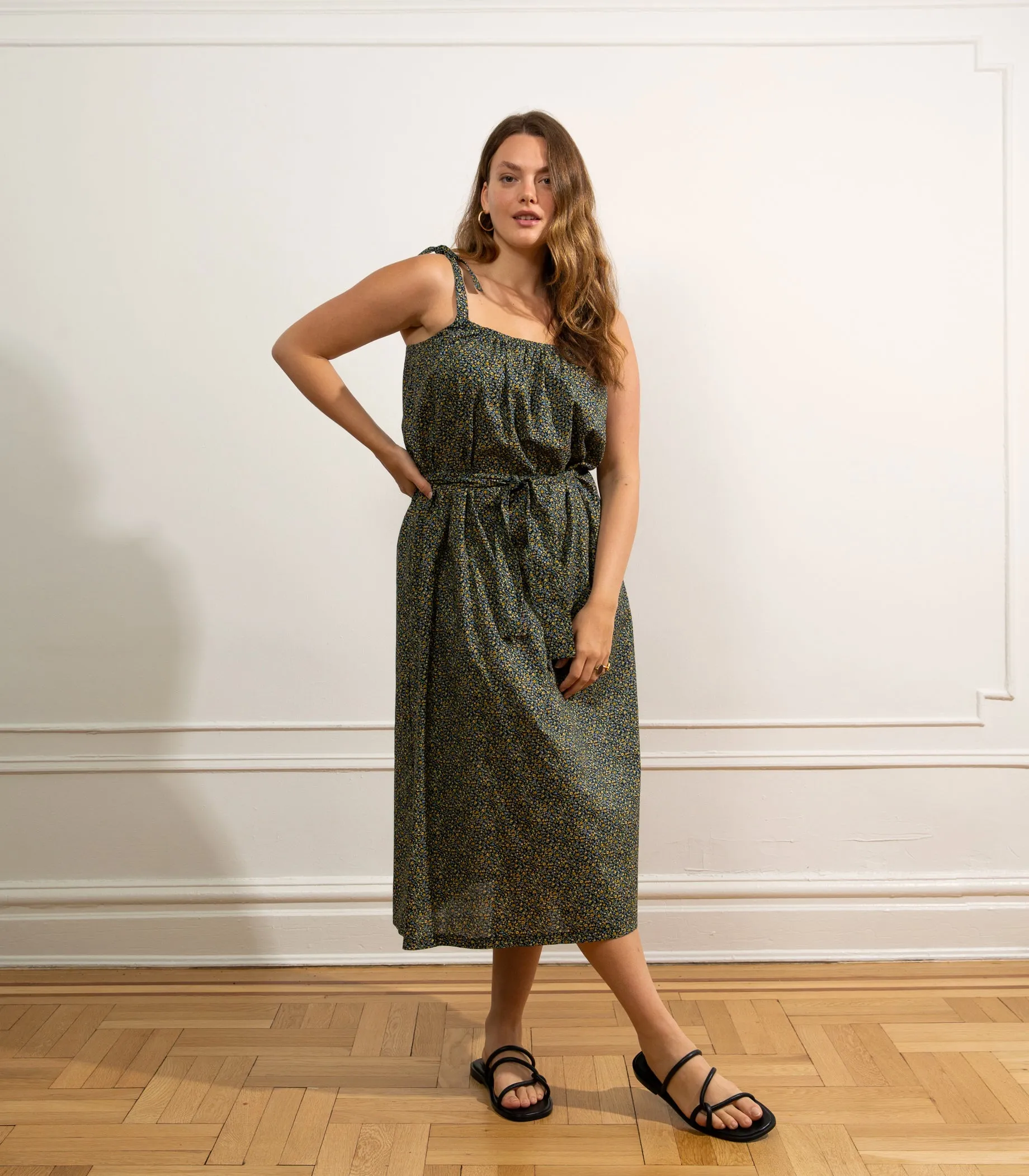 Penelope Tie Strap Dress - Dark Floral sold by Loup