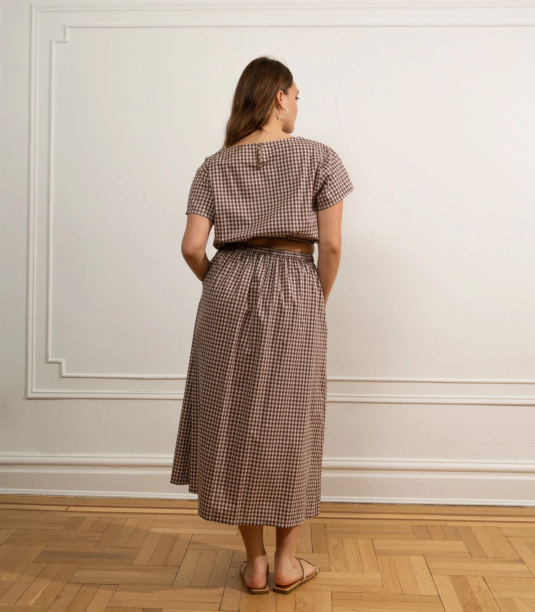 Cornielia Pleat Front Midi Skirt - Gingham sold by Loup product image thumbnail 2