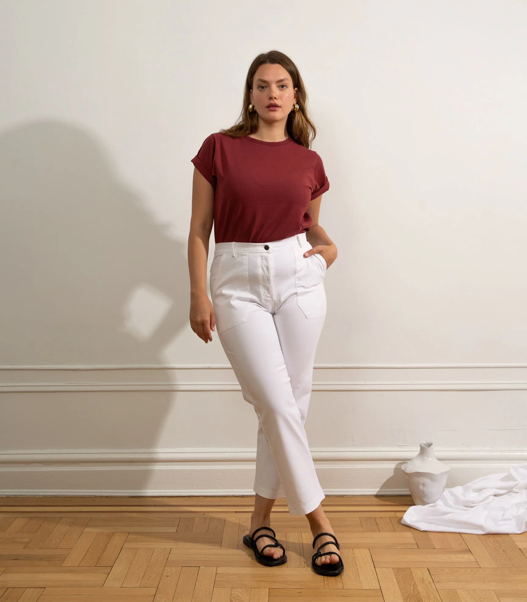 James Straight-Leg Work Pant - White sold by Loup