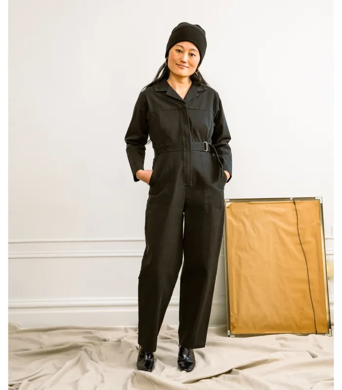 Wallis Long Sleeve Zip Jumpsuit - Black made by Loup