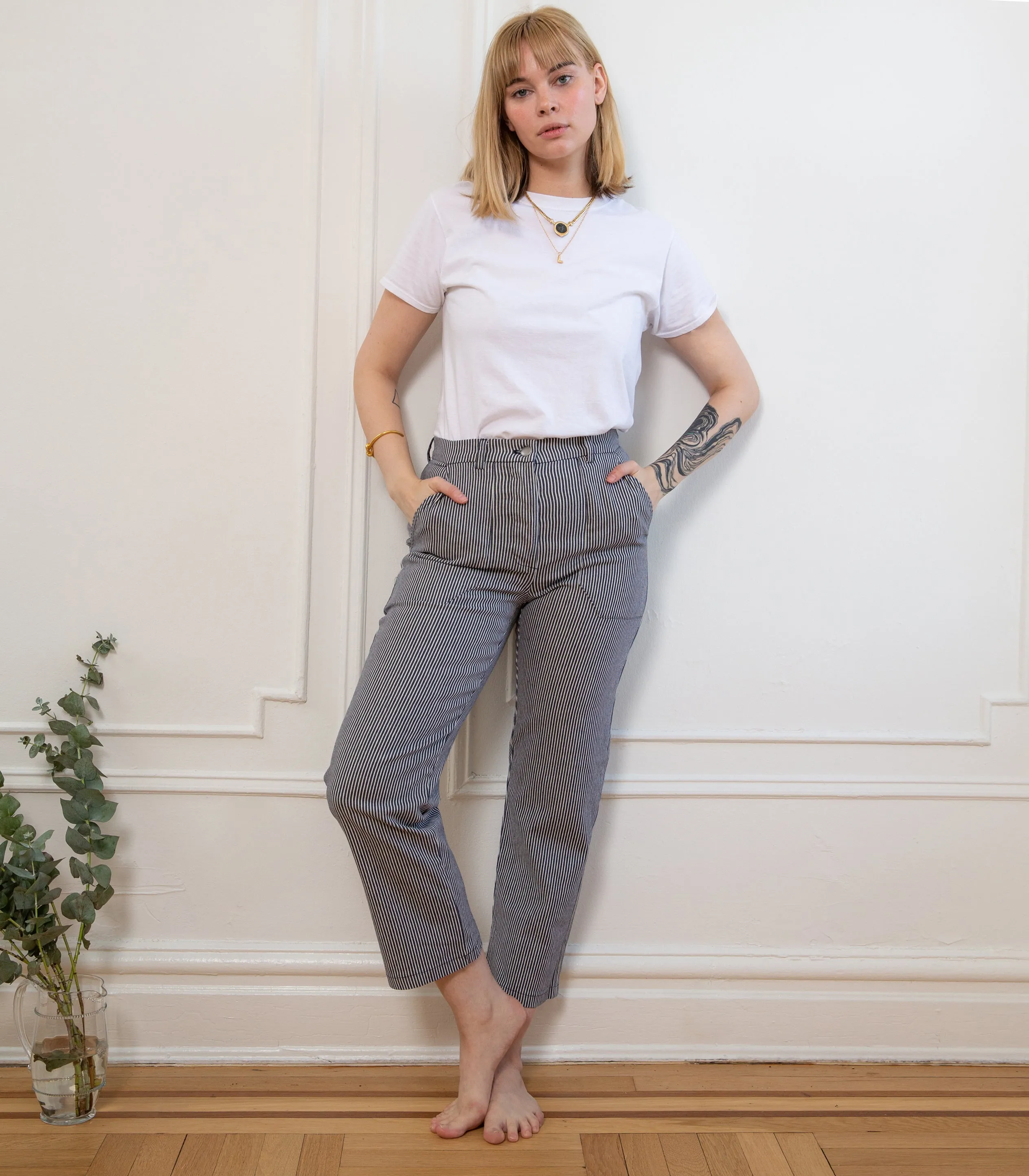 James Straight-Leg Work Pant - Stripe sold by Loup