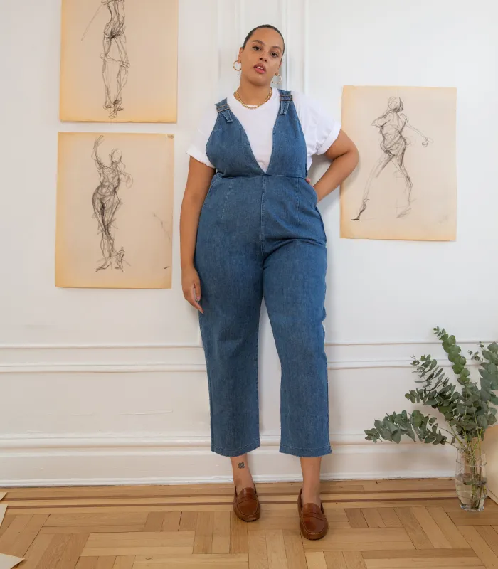 Rhoda Buckle Strap Coveralls - Washed Indigo made by Loup