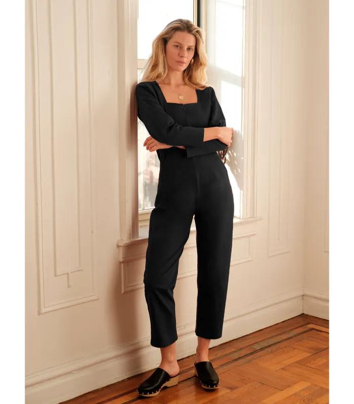 Nia Long Sleeve Cropped Jumpsuit - Black made by Loup