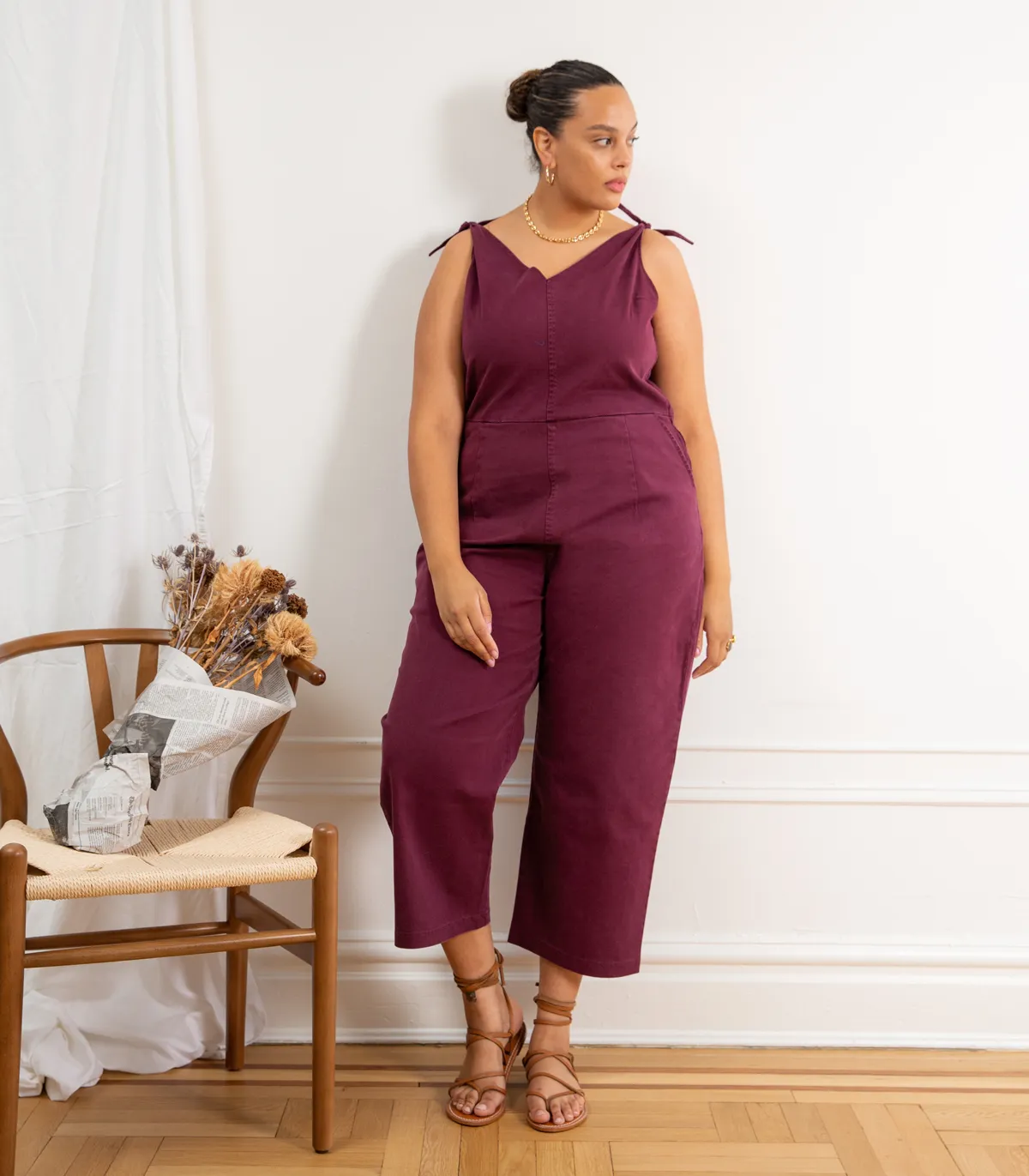 Slate Tie Strap Coveralls - Maroon sold by Loup