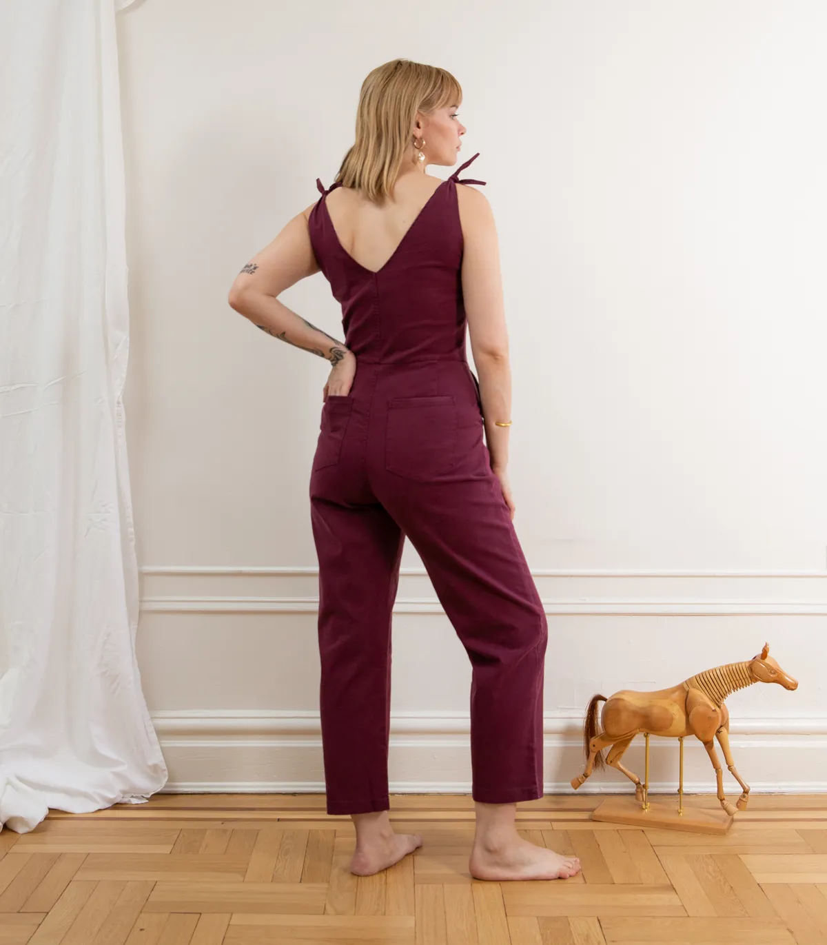 Slate Tie Strap Coveralls - Maroon sold by Loup product image thumbnail 4