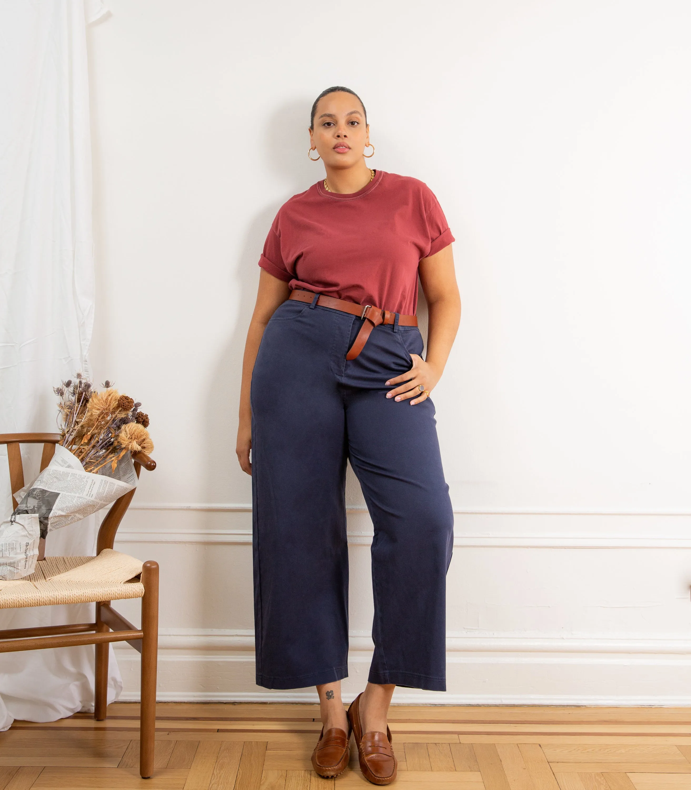 Toni Wide Ankle Pants - Navy sold by Loup