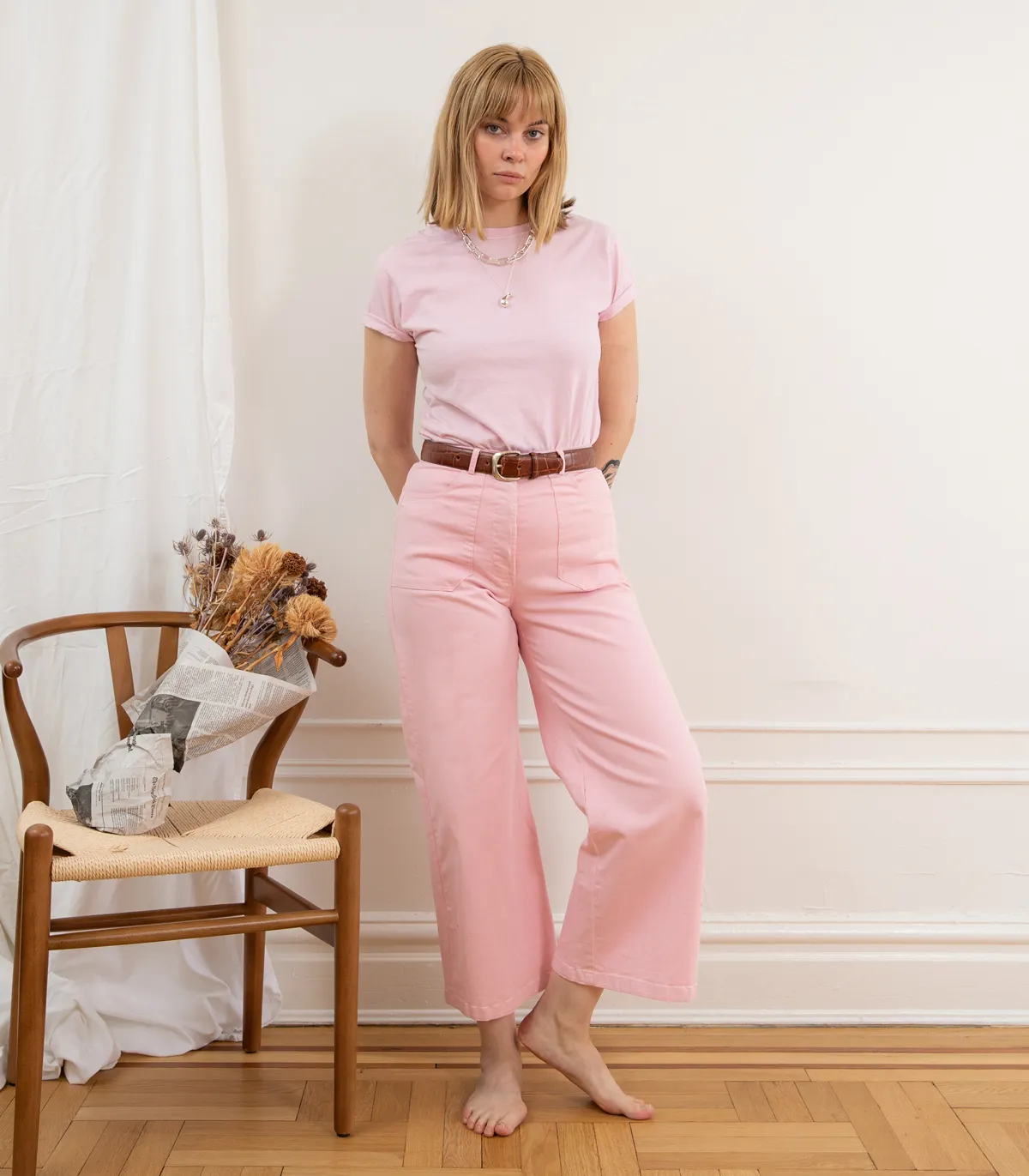 Simone Wide Crop Pants - Pink sold by Loup