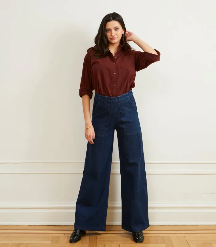 Long Sabrina Wide-Leg Jeans - Dark Indigo sold by Loup