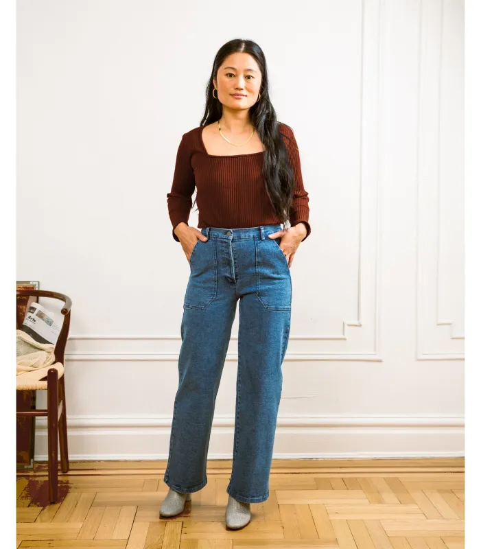 Kate Wide Leg Ankle Jeans - Washed Indigo made by Loup