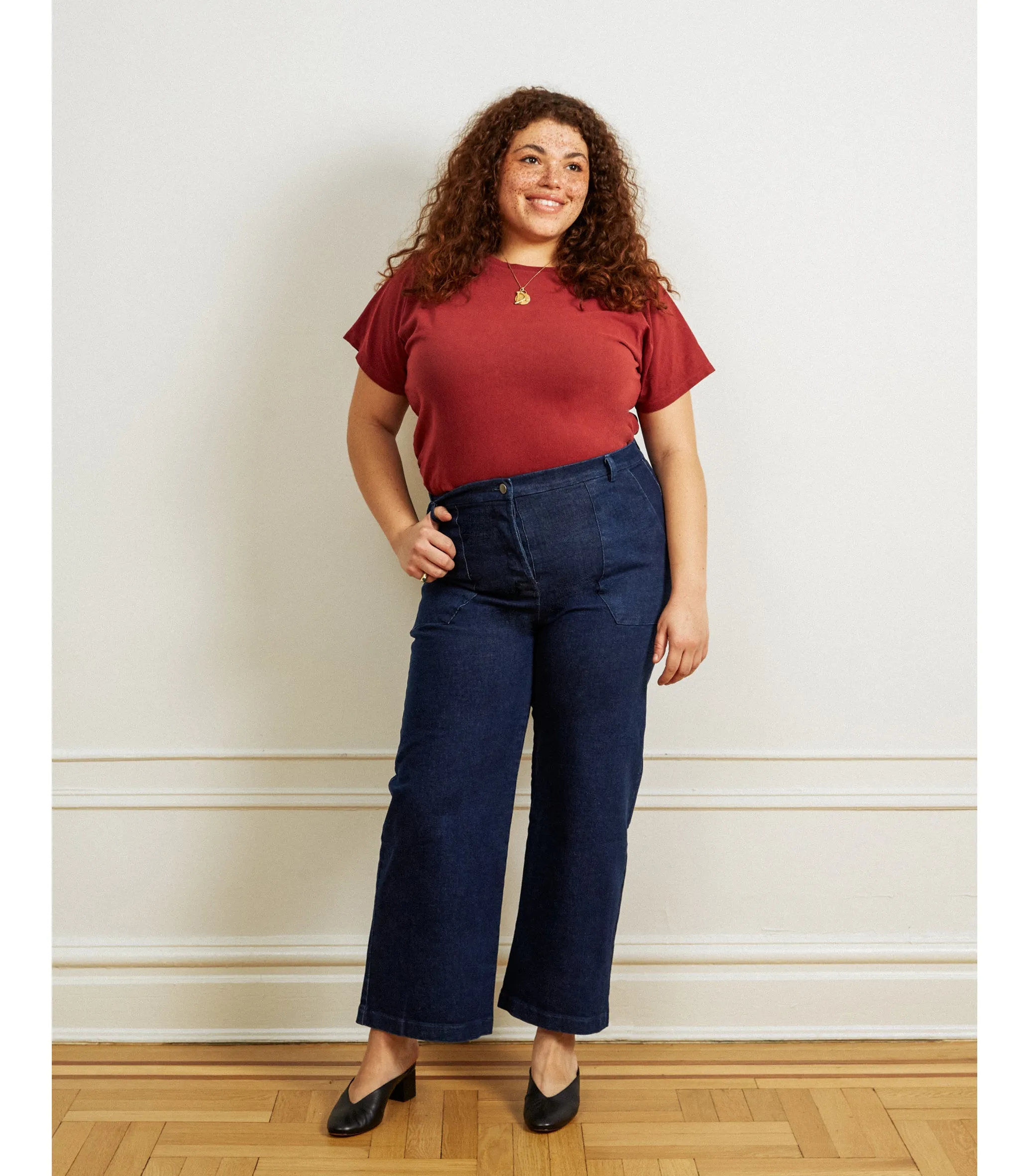 Kate Wide Leg Ankle Jeans - Dark Indigo sold by Loup