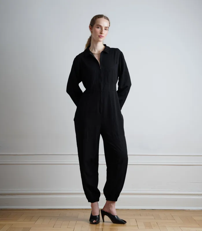 Monique Silky Parachute Jumpsuit - Black AW26 made by Loup