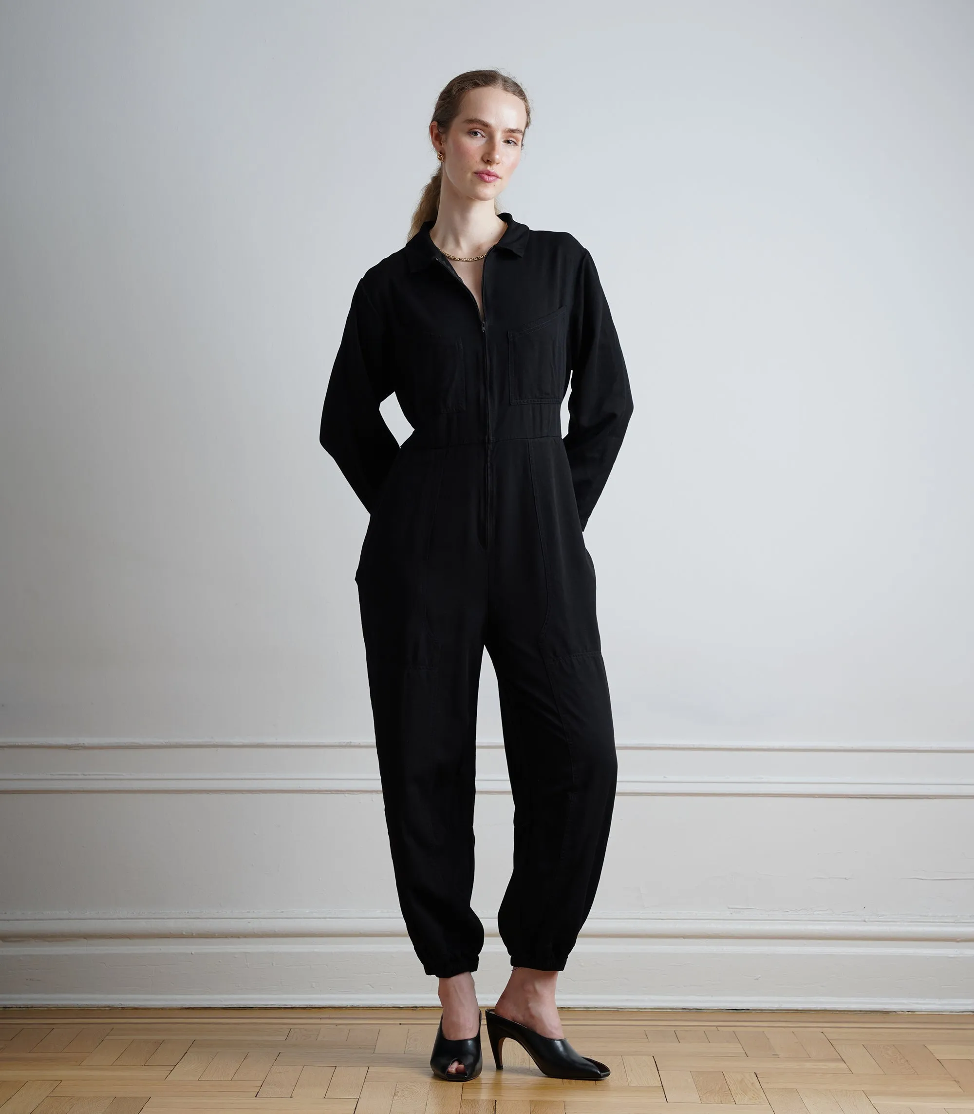 Monique Silky Parachute Jumpsuit - Black AW26 sold by Loup