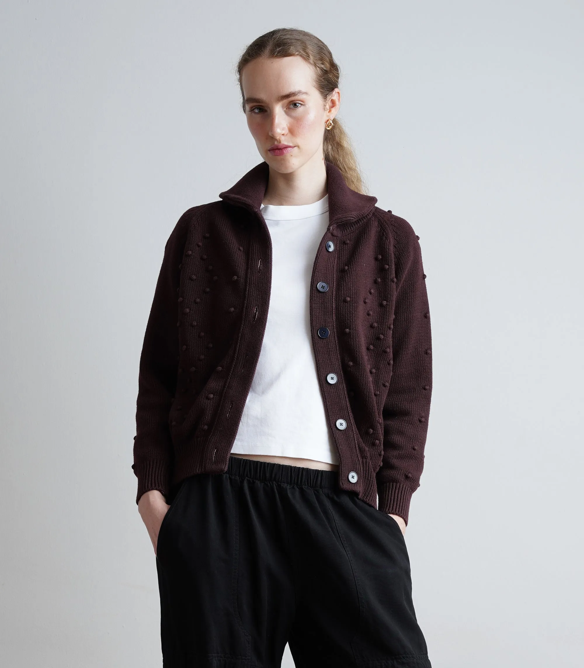 Judi Chunky Cable Knit Cardigan - Cacao AW26 sold by Loup