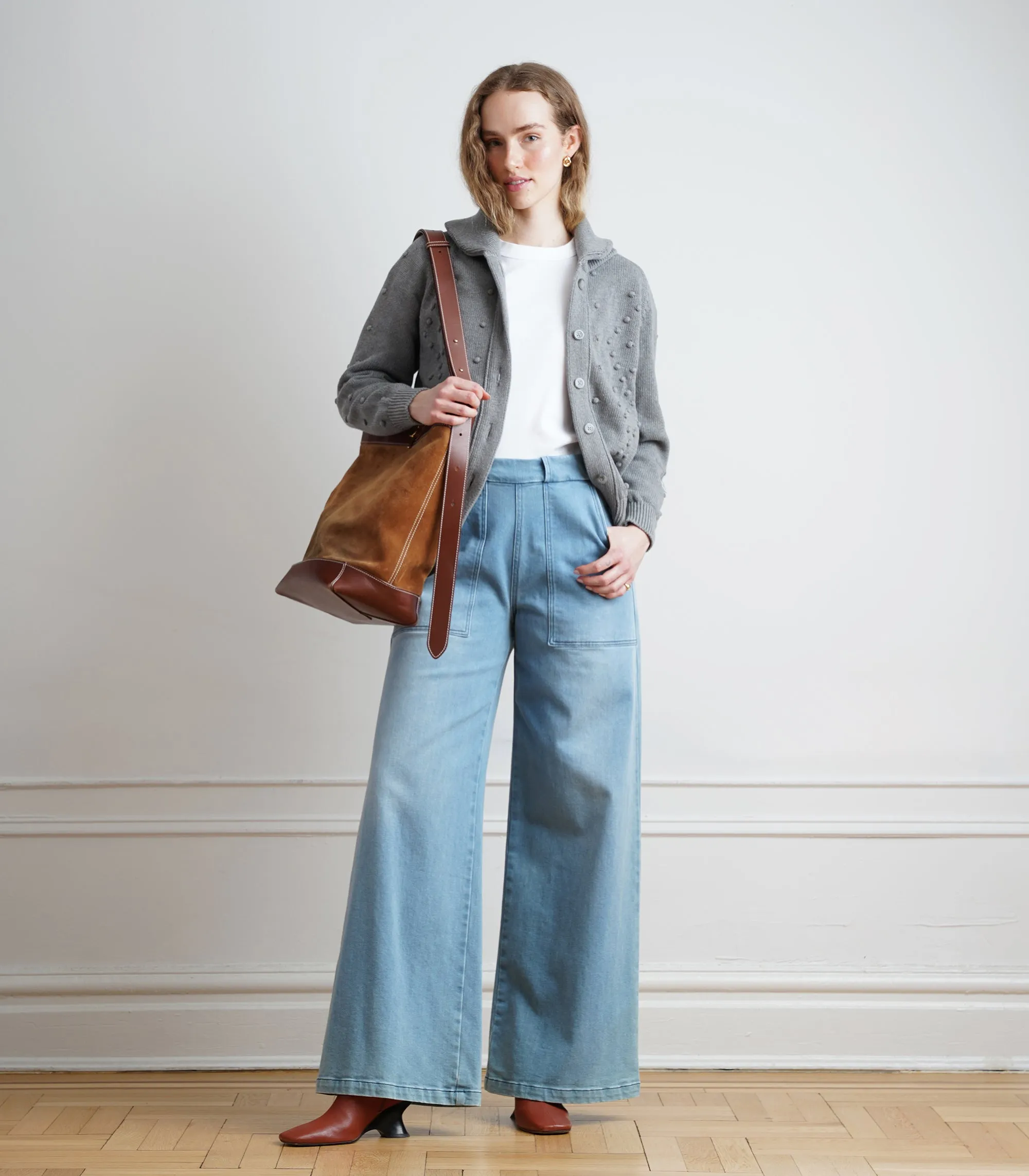 Judi Chunky Cable Knit Cardigan - Heather Gray AW26 sold by Loup product image thumbnail 3