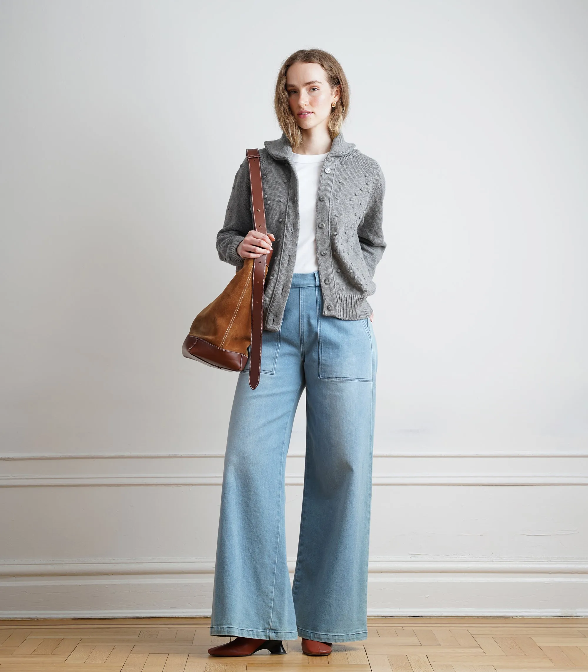 Judi Chunky Cable Knit Cardigan - Heather Gray AW26 sold by Loup product image thumbnail 5