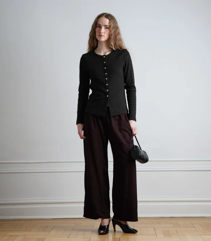 Rachel Silky Elastic Waist Carpenter Pants - Cacao AW26 sold by Loup
