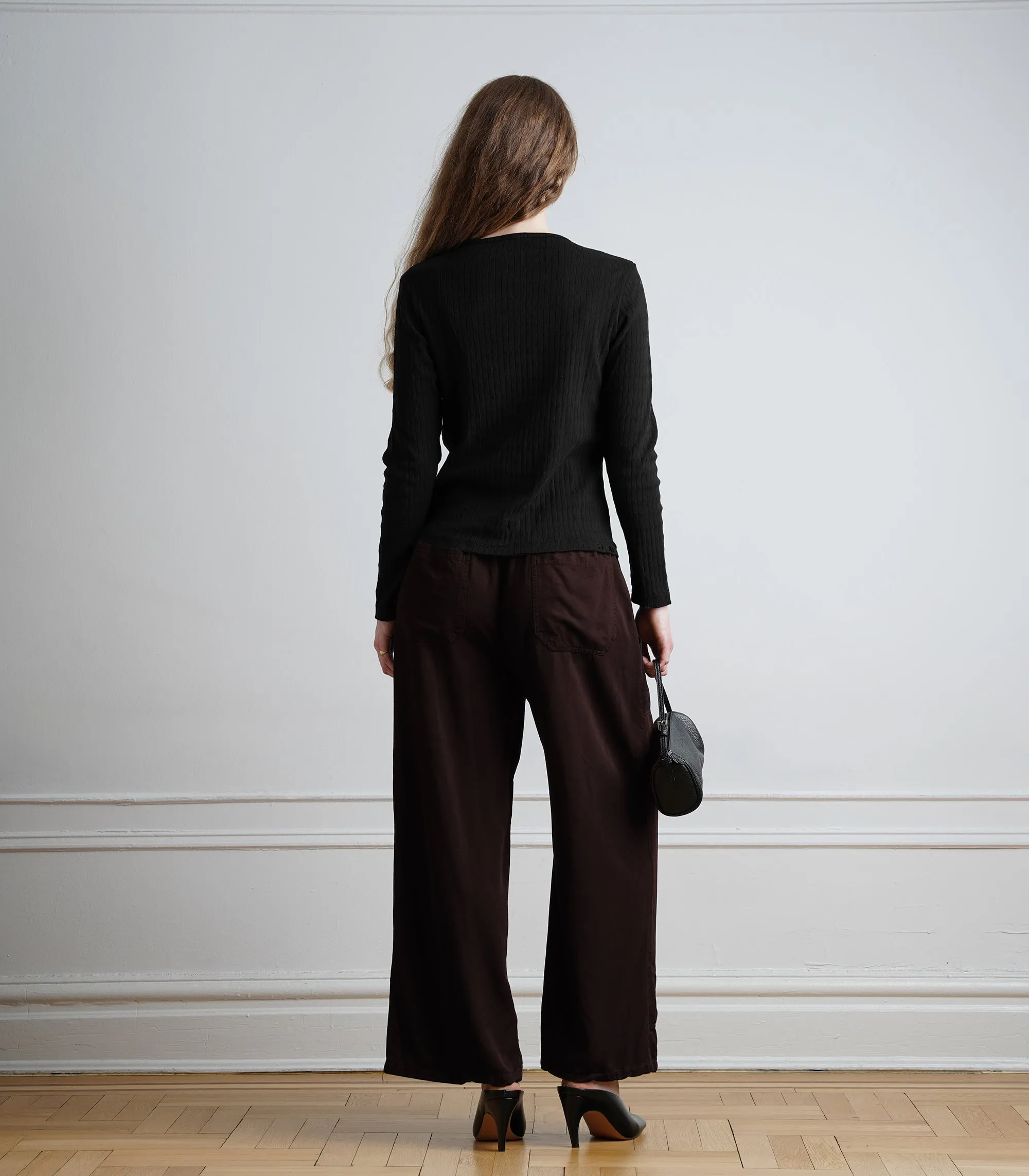 Rachel Silky Elastic Waist Carpenter Pants - Cacao AW26 sold by Loup product image thumbnail 2