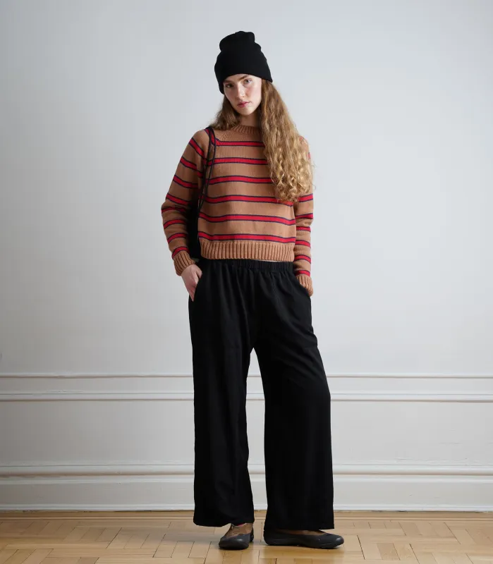 Rachel Silky Elastic Waist Carpenter Pants - Black AW26 made by Loup
