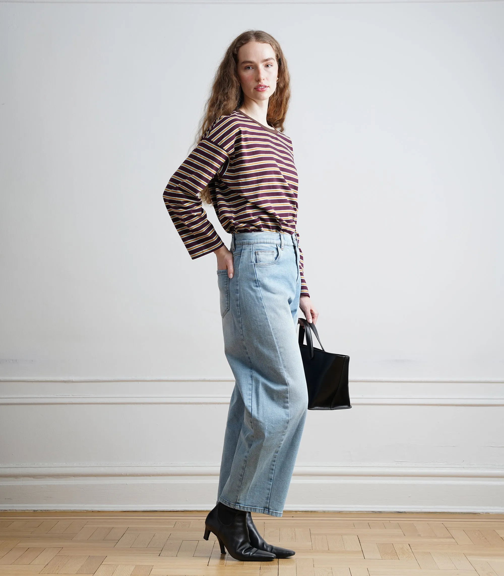 Brent Striped Long Sleeve Tee - Maroon AW26 sold by Loup product image thumbnail 3