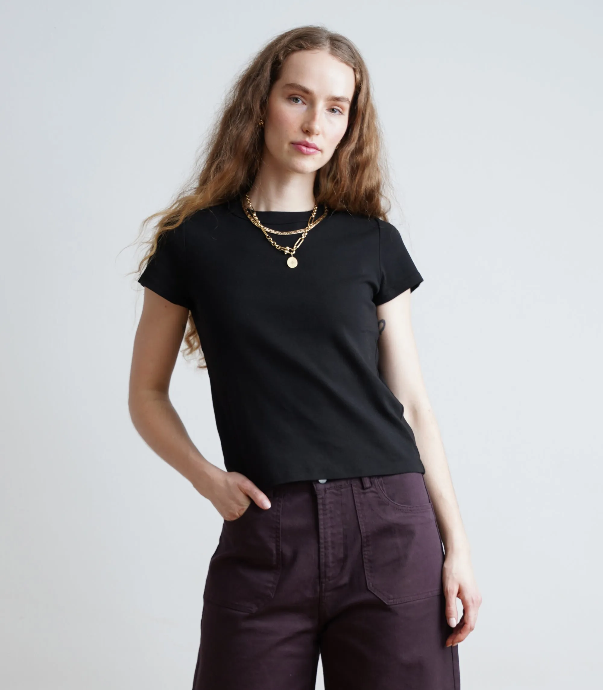 Farrah Cap Sleeve Ribbed Tee - Black AW26 sold by Loup product image thumbnail 3