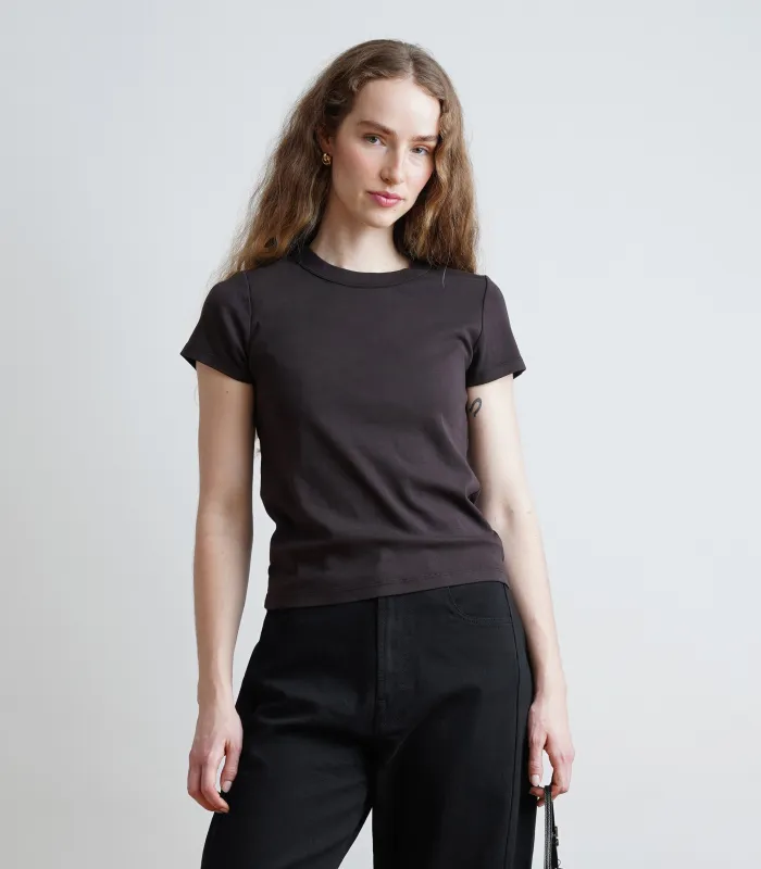 Farrah Cap Sleeve Ribbed Tee - Cacao AW26 made by Loup