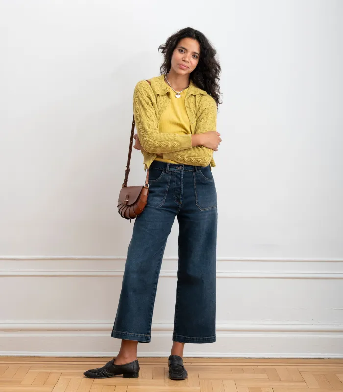 Simone Wide Crop Jeans - Cowboy Wash made by Loup