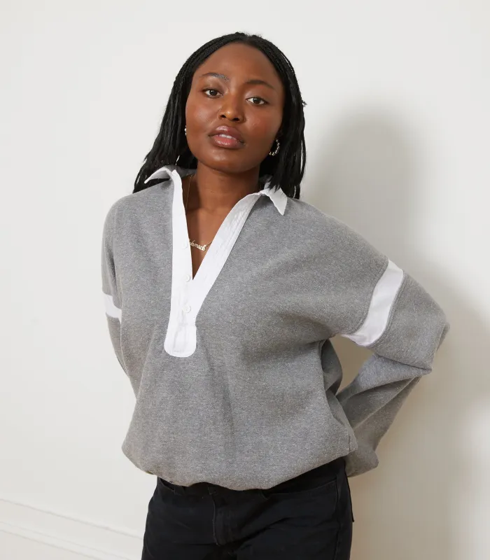 Camilla Collared Sweatshirt - Heather Gray made by Loup