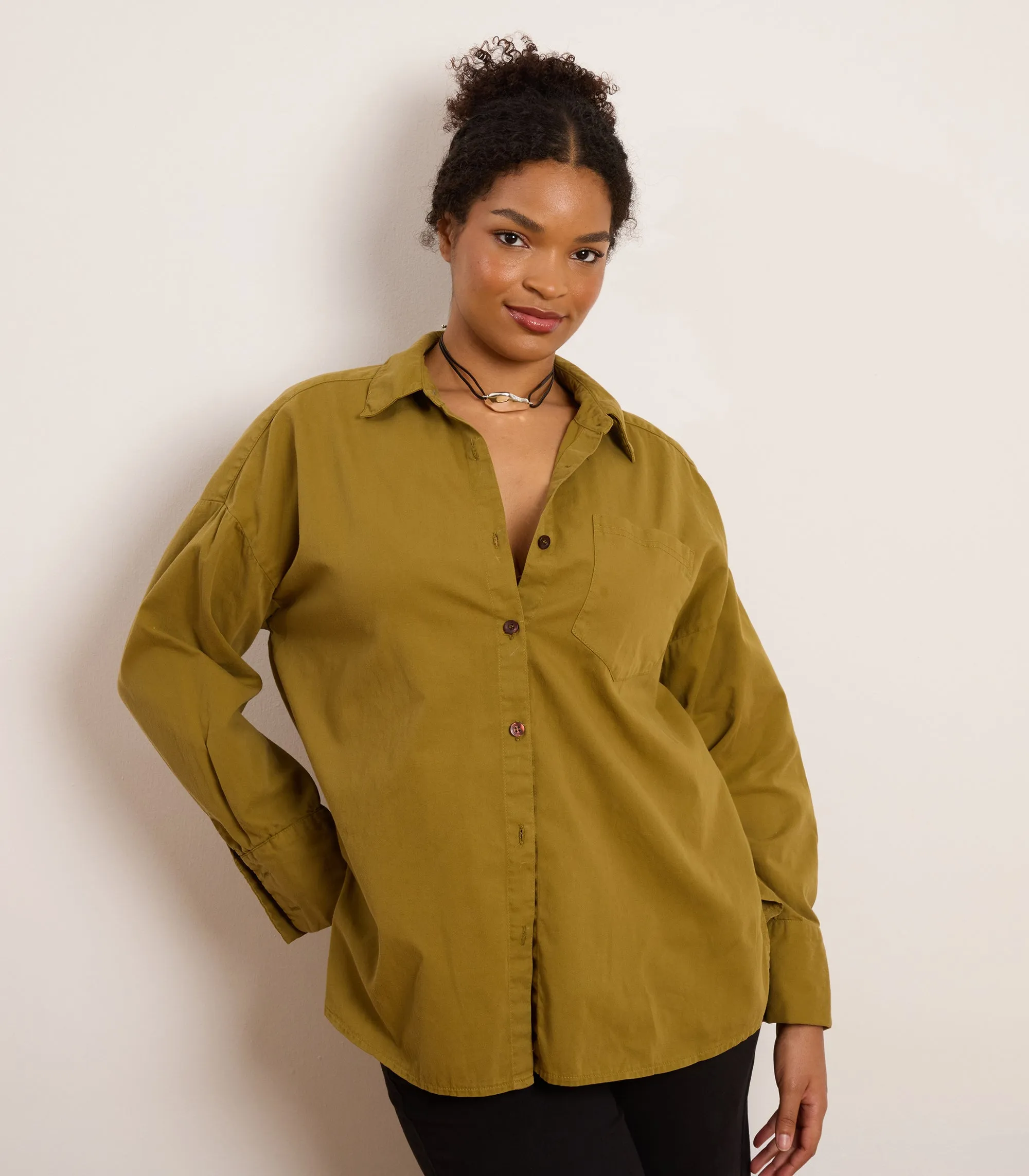 Daisy Oversized Button Up - Chartreuse sold by Loup
