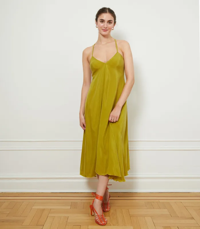 Hermosa Backless Slip Dress - Citron made by Loup