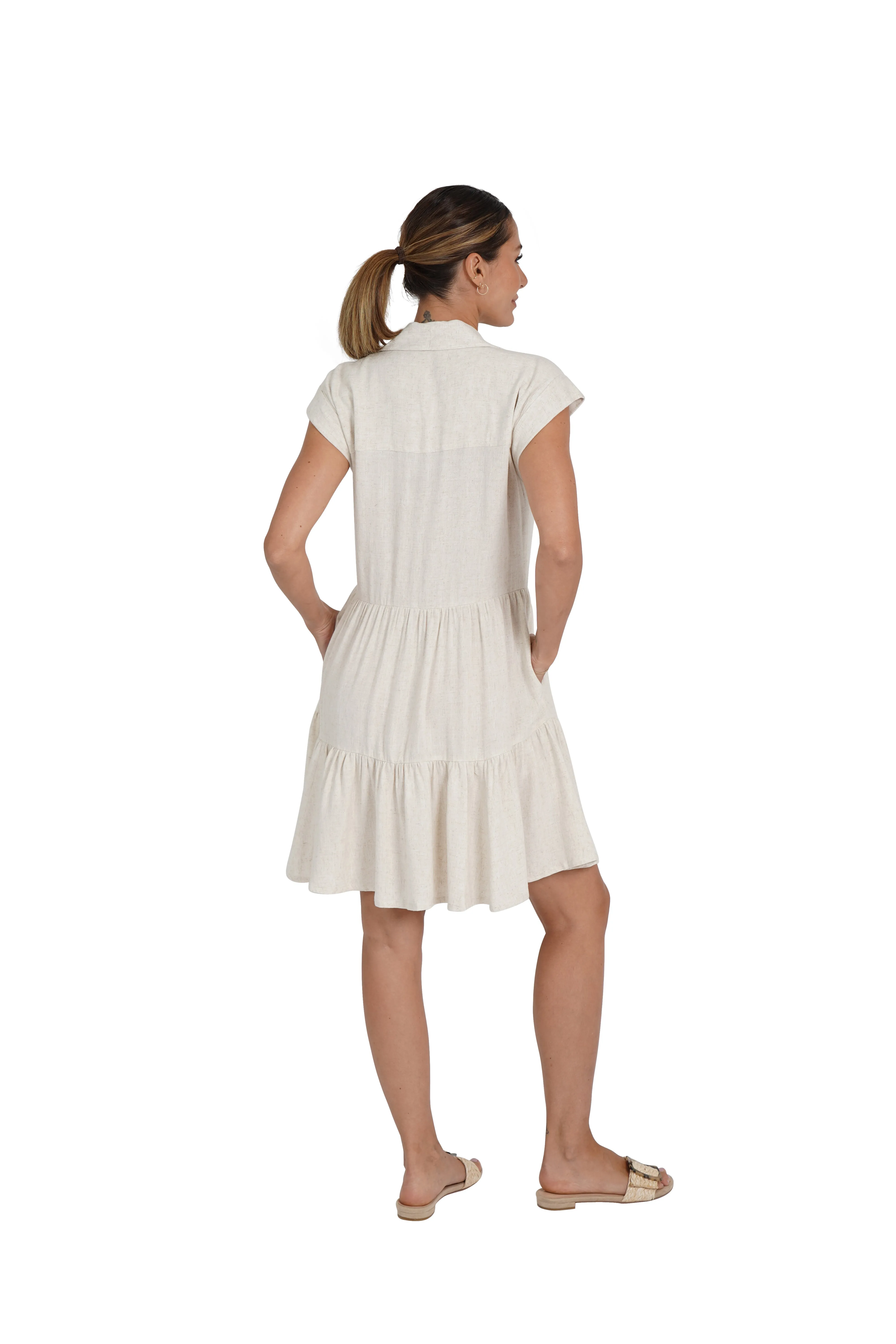 Karla Linen Blend Short Shirtdress sold by Love Token product image thumbnail 3
