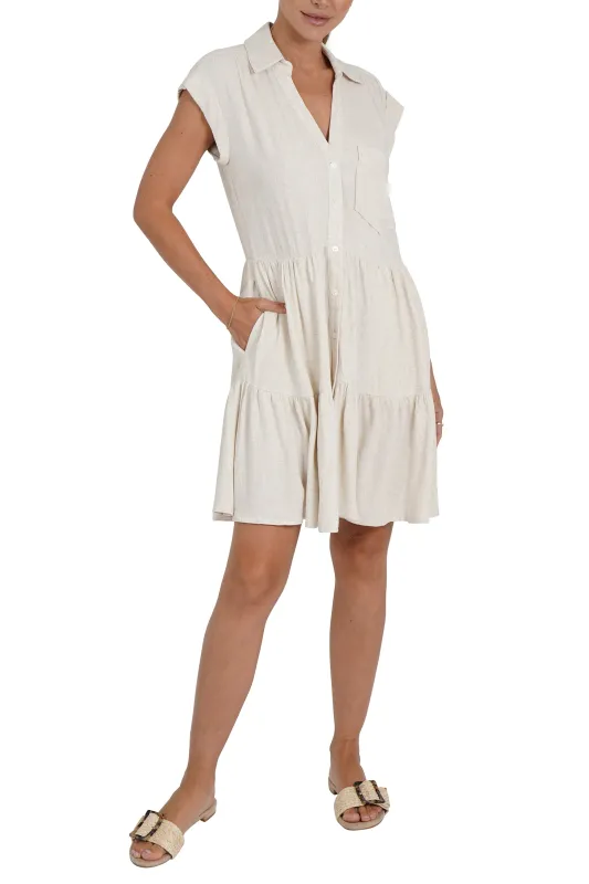 Karla Linen Blend Short Shirtdress sold by Love Token