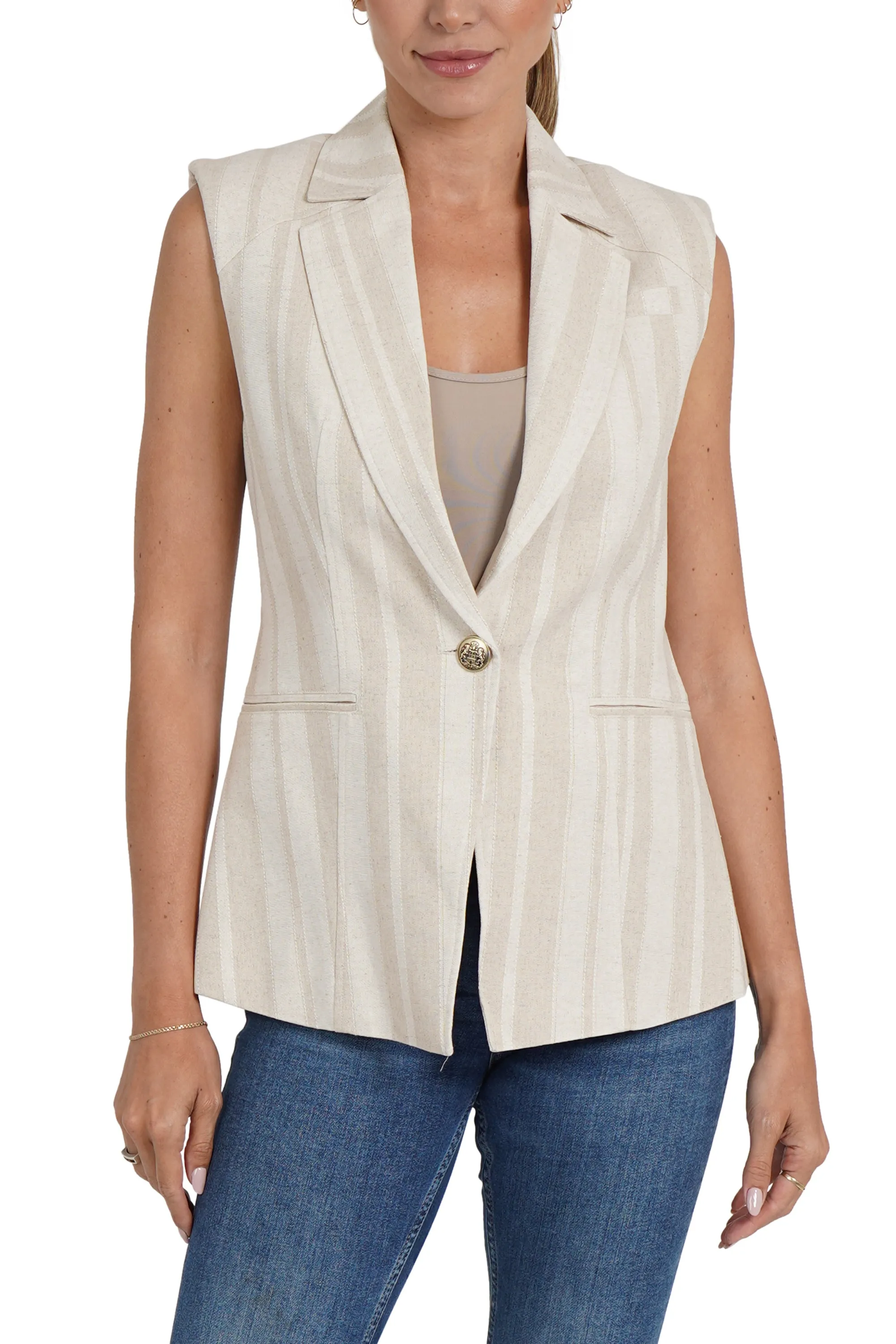 Cheryl Linen Blend Vest sold by Love Token
