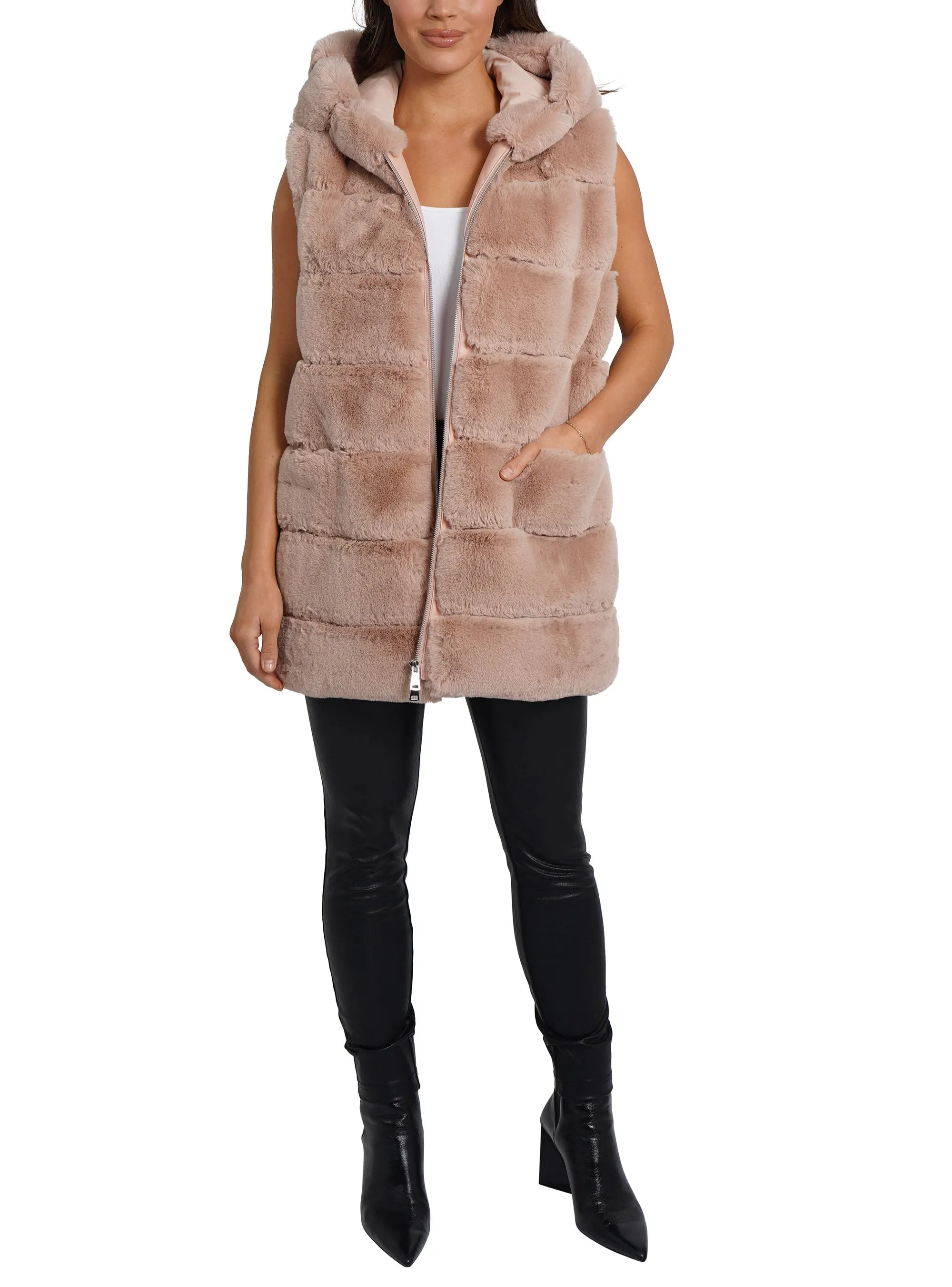 Alina Faux Fur Hooded Vest sold by Love Token product image thumbnail 4