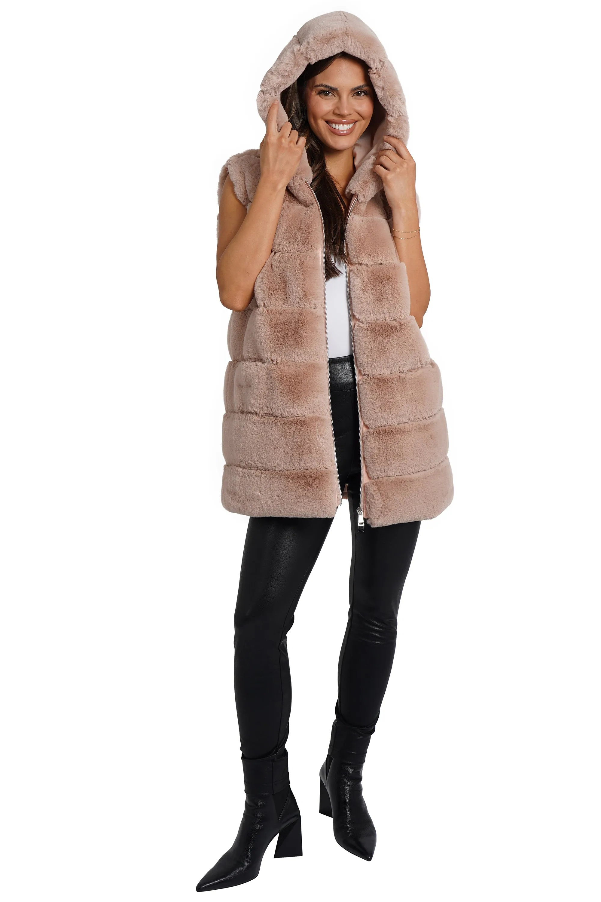Alina Faux Fur Hooded Vest sold by Love Token product image thumbnail 3