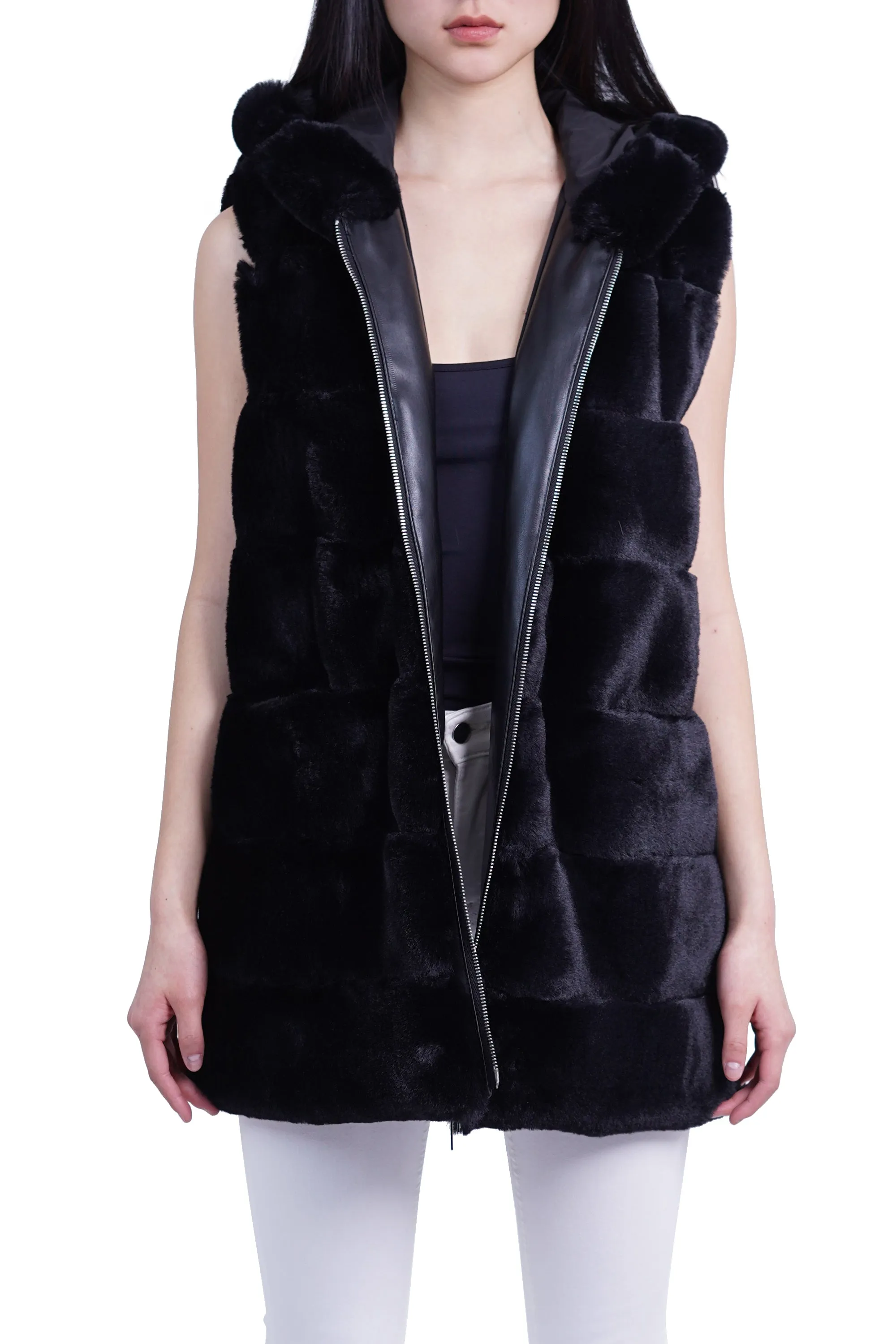 Alina Faux Fur Hooded Vest sold by Love Token product image thumbnail 5