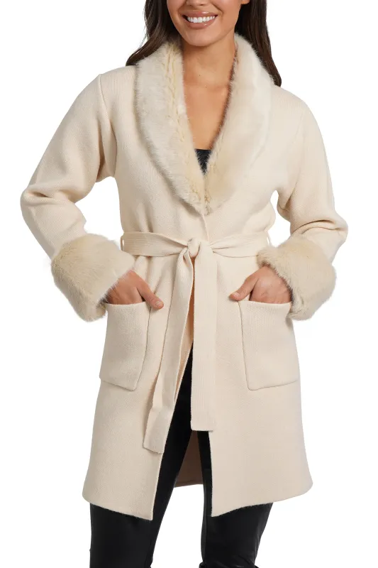 Shannon Cardigan with Faux Fur Collar made by Love Token