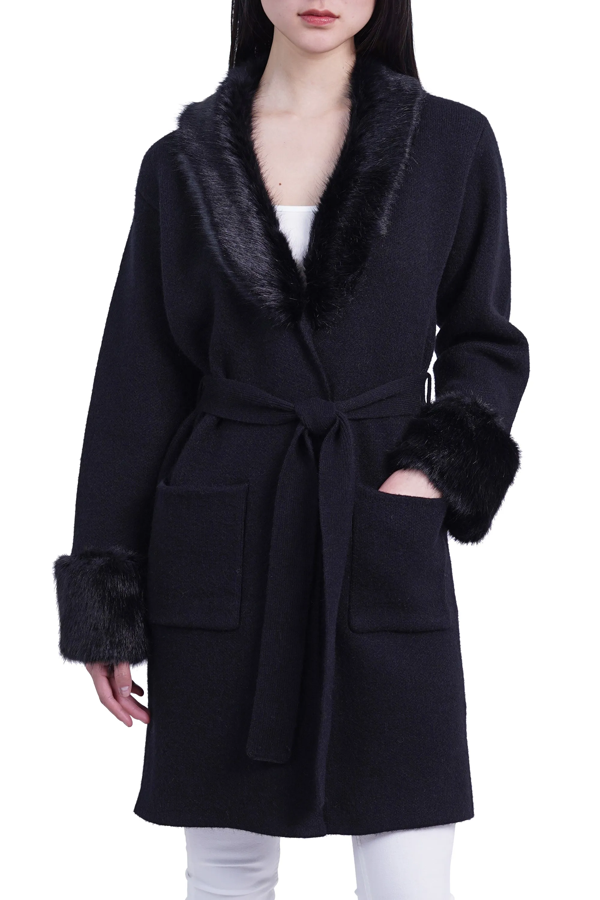 Shannon Cardigan with Faux Fur Collar sold by Love Token product image thumbnail 5