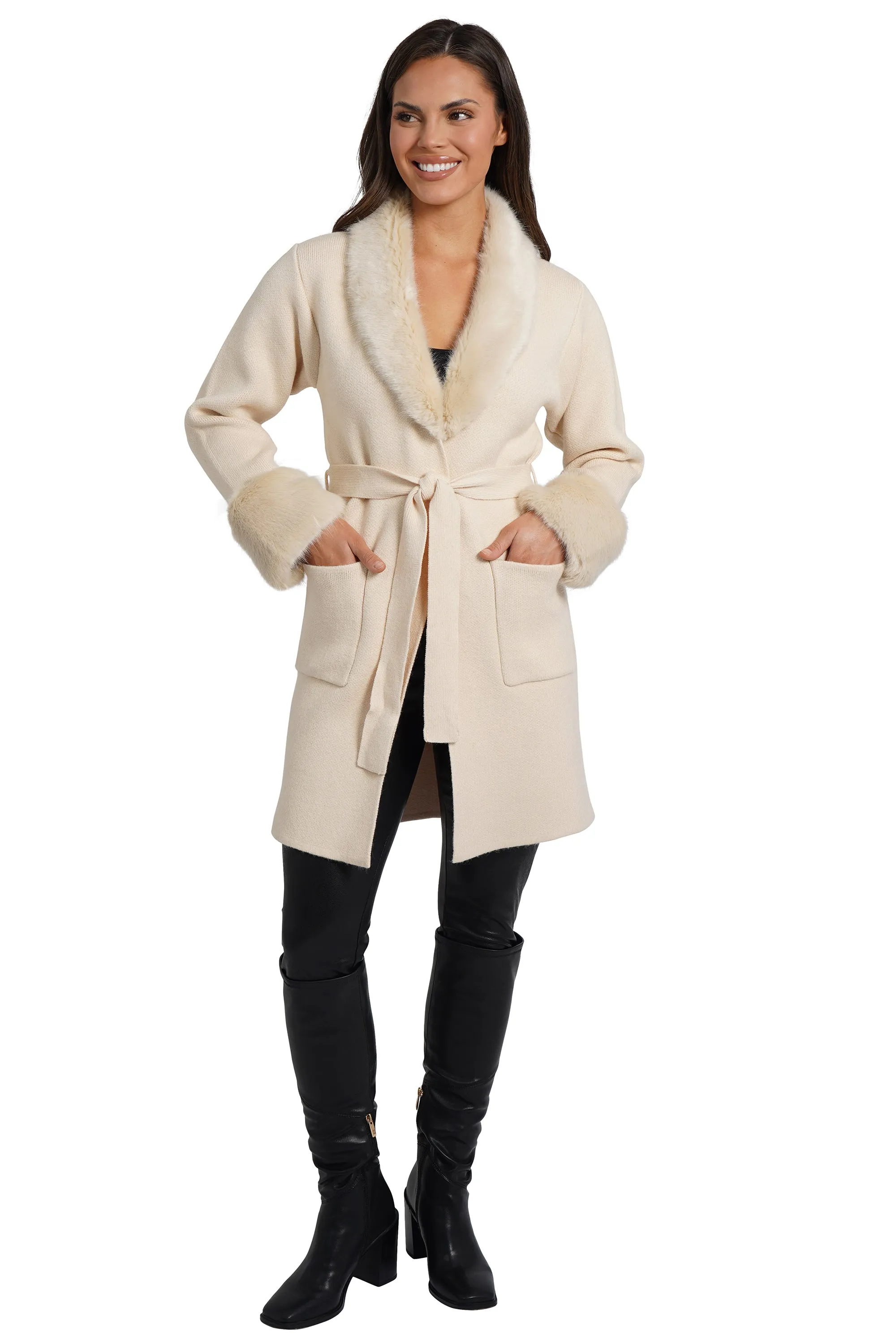 Shannon Cardigan with Faux Fur Collar sold by Love Token product image thumbnail 2