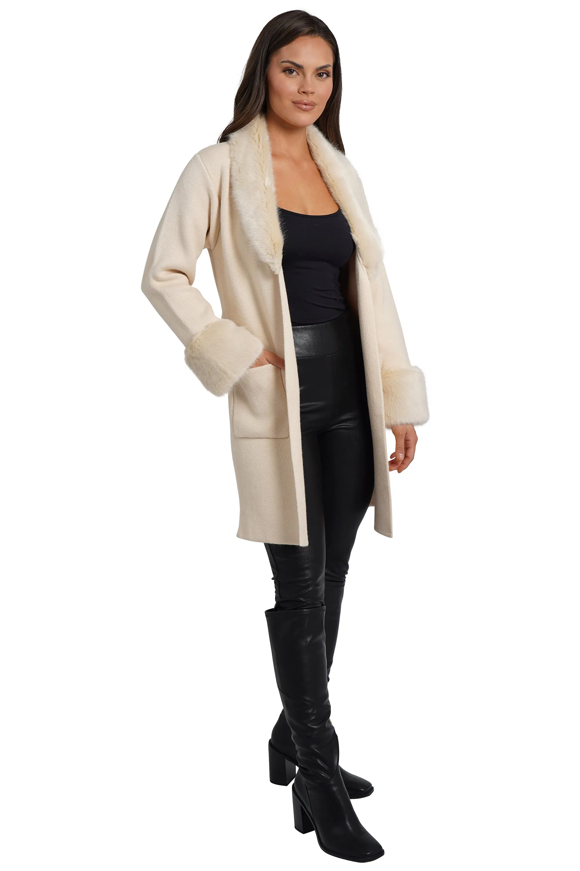 Shannon Cardigan with Faux Fur Collar sold by Love Token product image thumbnail 3