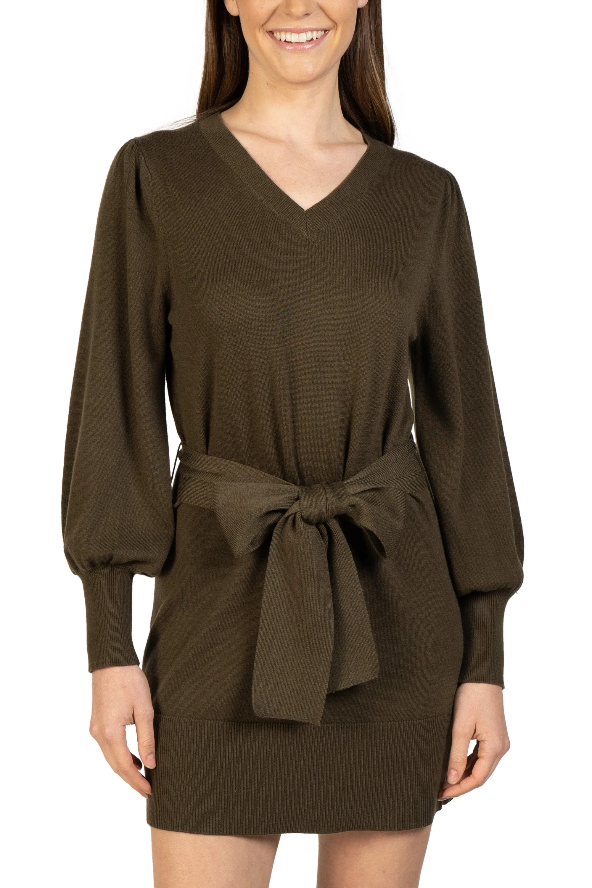 Short Knit Sweater Dress with Tie sold by Love Token