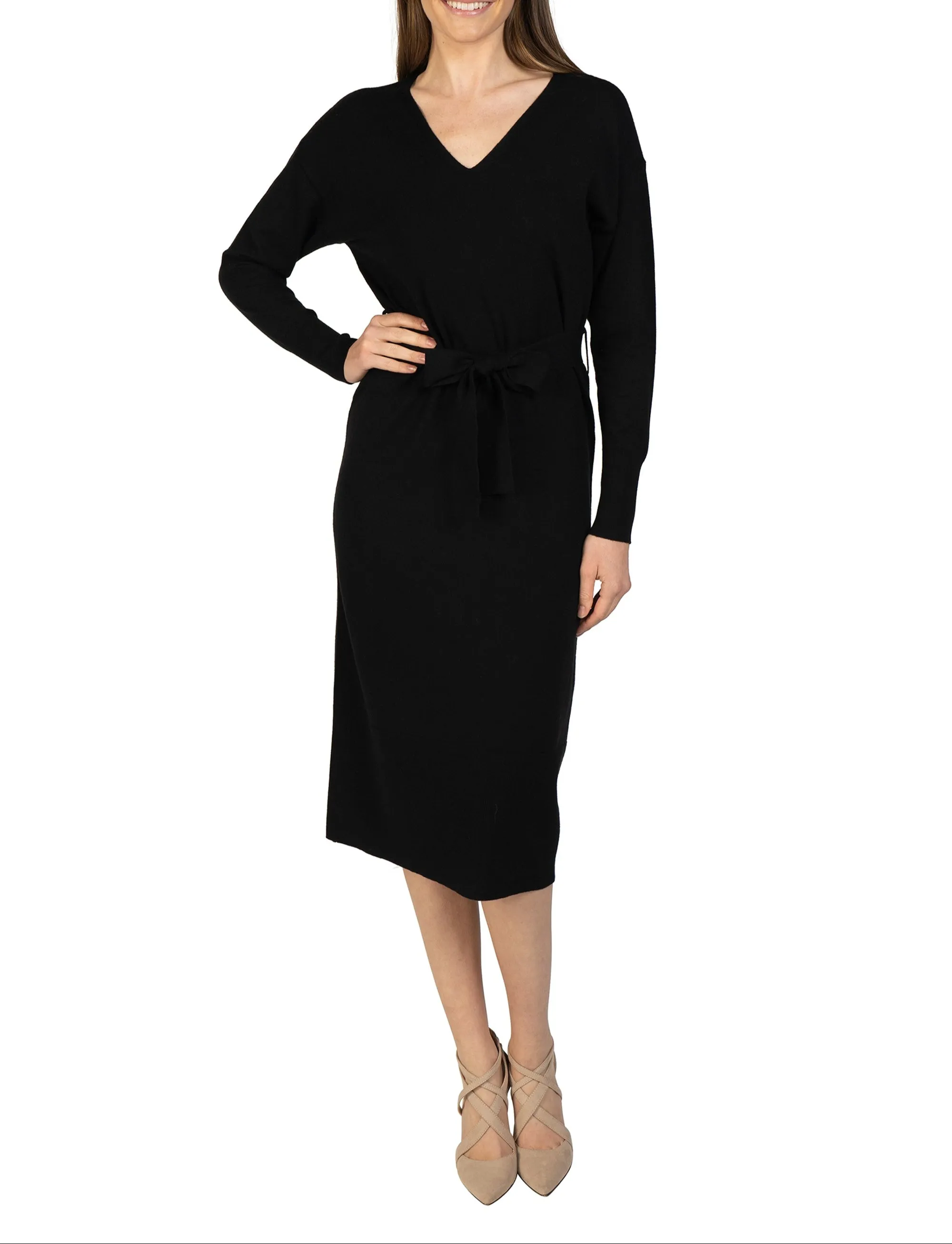 Knit Sweater Dress with Tie Sash sold by Love Token product image thumbnail 3