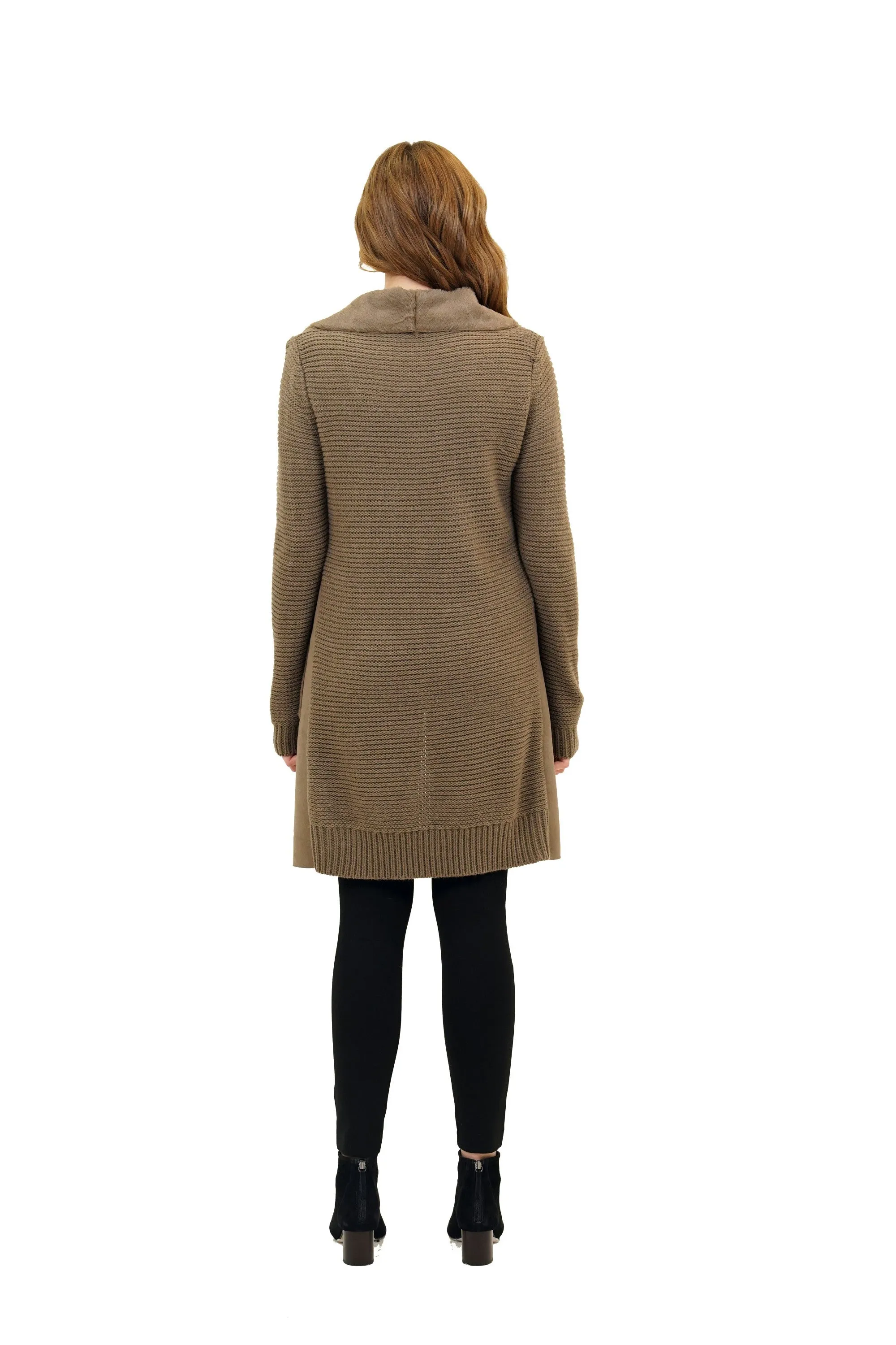 Harlow Faux Fur Wide Collar Knit Trench Jacket Coat sold by Love Token product image thumbnail 3