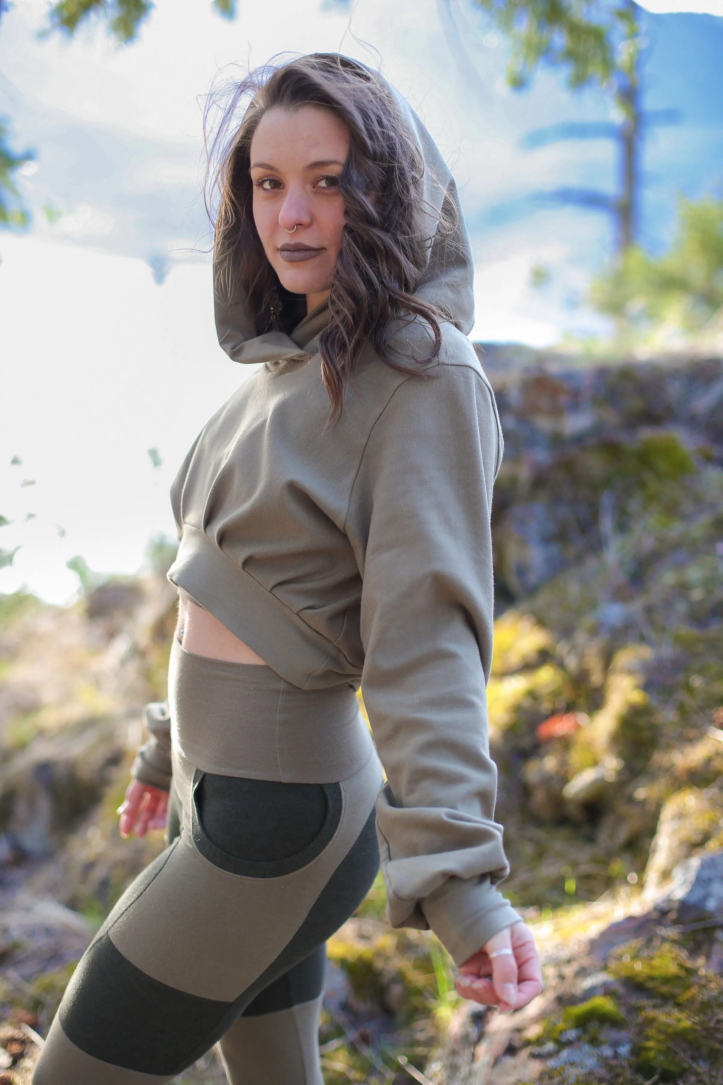 Carob Cropped Hoodie sold by Love Tree product image thumbnail 5