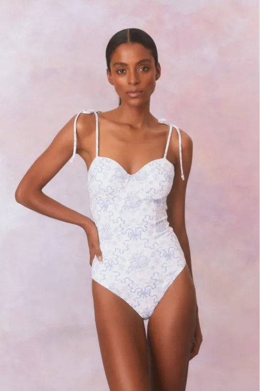 Chamomile Bow Print One Piece Swimsuit sold by LoveShackFancy