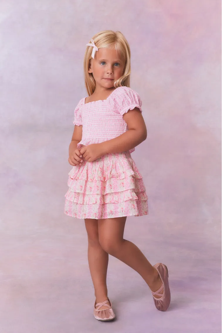 Girls Billie Heirloom Print Skirt - STRAWBERRY MACAROON sold by LoveShackFancy product image thumbnail 4