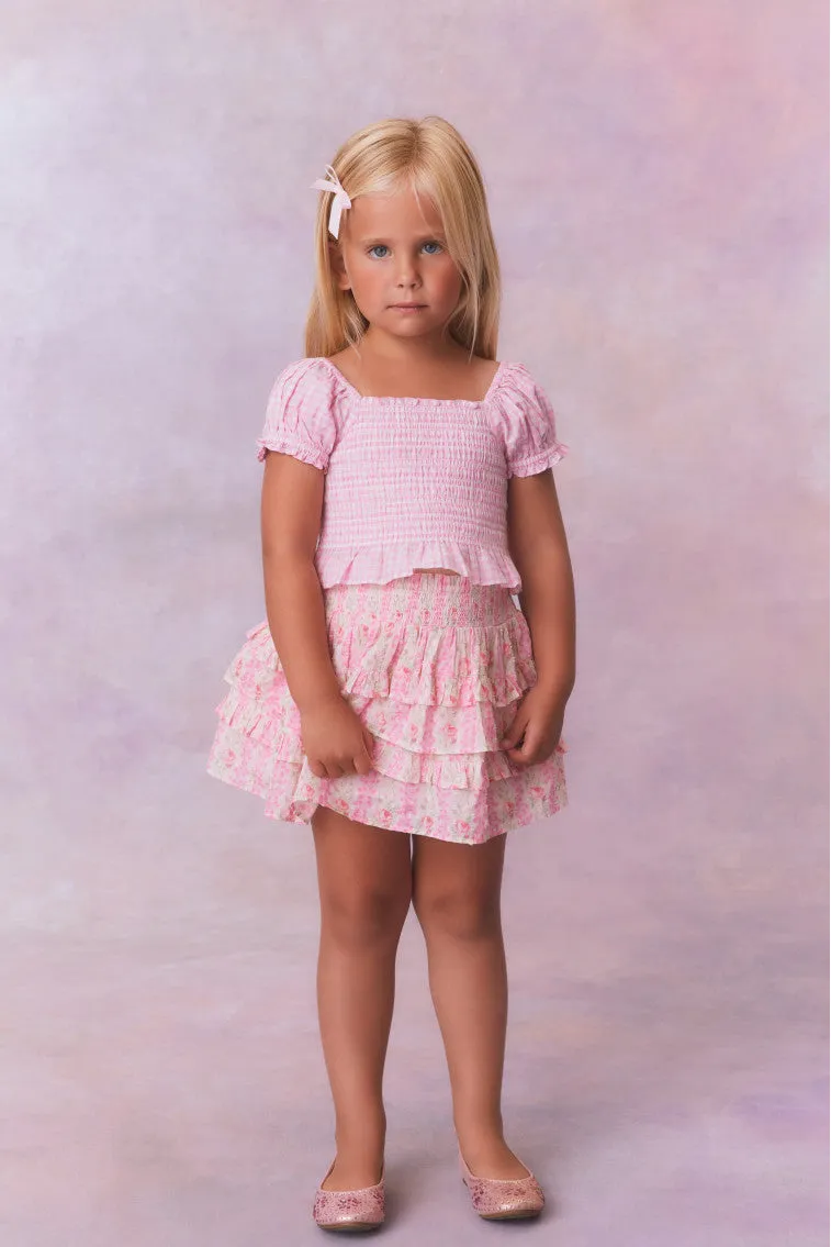 Girls Billie Heirloom Print Skirt - STRAWBERRY MACAROON sold by LoveShackFancy product image thumbnail 2