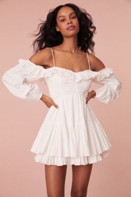 Zennia Off Shoulder Mini Dress sold by LoveShackFancy