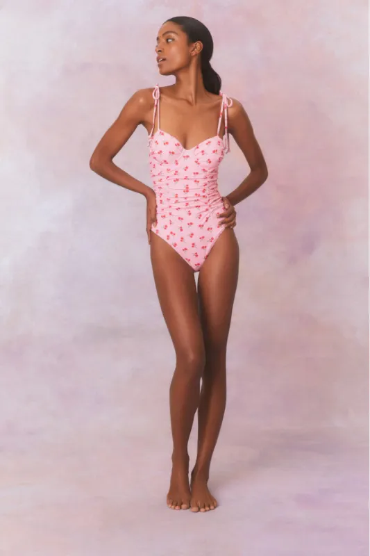Sorella Cherry Print One Piece Swimsuit sold by LoveShackFancy
